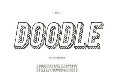 Vektör kalın doodle alfabesi