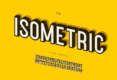 Vektör kalın izometrik alfabe trendy typograph