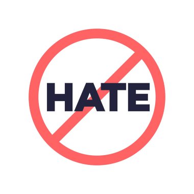 Nefret konuşma yok. Sosyal negatif kelime kavram durdurmak. Protesto sembolü. 10 eps vektör