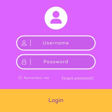 Çevrimiçi kayıt için oturum açma formu sayfa şablonu düz stil