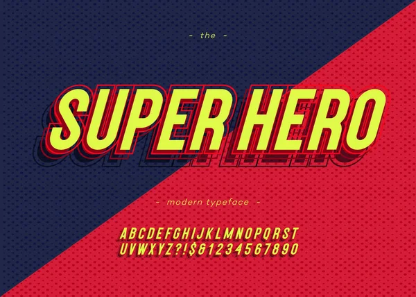 Векторний жирний супер герой шрифт модна типографія барвистий стиль — стоковий вектор
