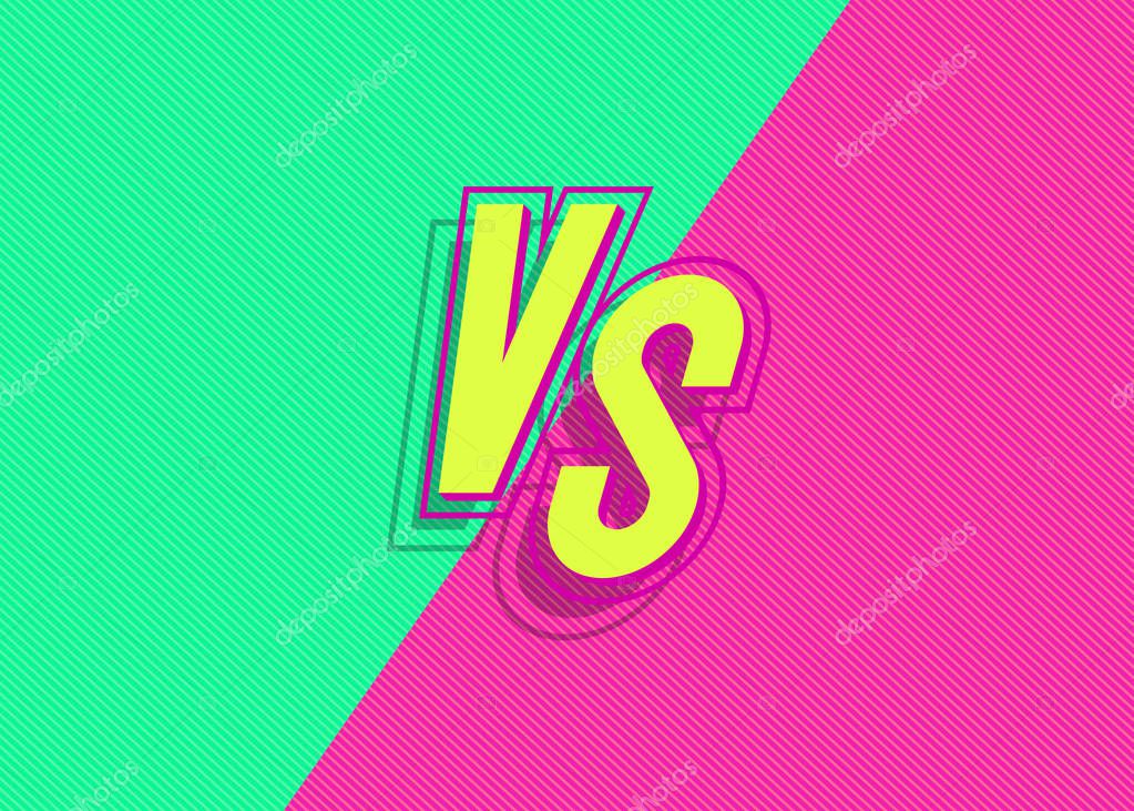 Versus banner with vs sign on modern background green yellow color for battle, sport, competition, contest, match game, announcement of two fighters. VS concept. Vector 10 eps