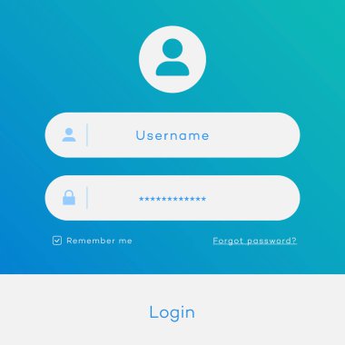 Oturum açma formu sayfa şablonundaki trendy degrade arka plan için online kayıt, smartphone örnekler, uygulama geliştirme, Web Kullanıcı arabirimi öğeleri, Kullanıcı profili, hesap kavramı erişim. 10 eps vektör