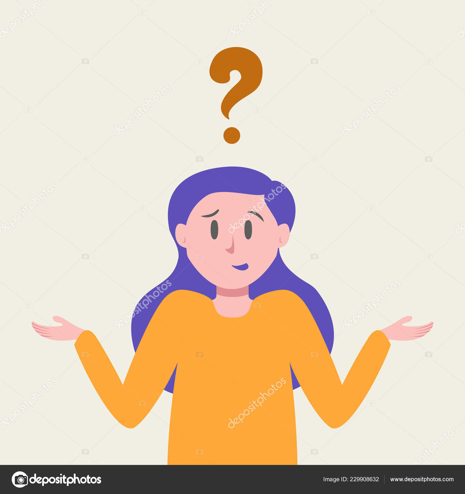 Thinking woman have a question cartoon style Stock Vector Image by ©VI6277  #229908632
