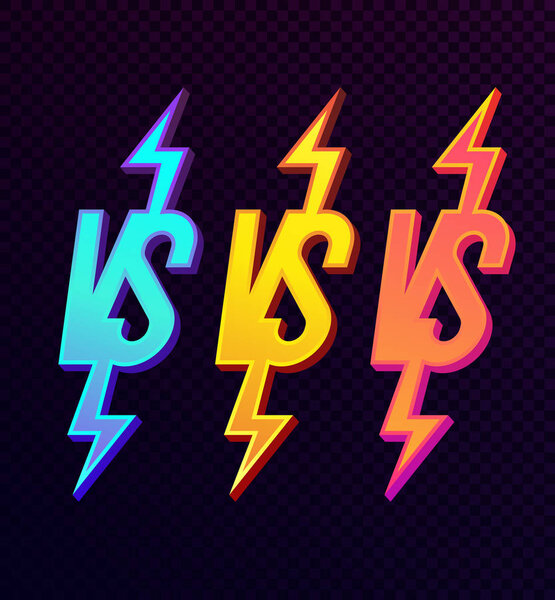 Versus sign set modern neon gradient bold style