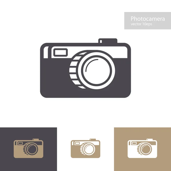 Vektör Fotoğraf Kamera Simgesi Düz Stil Fotoğraf Logo Photostudio List — Stok Vektör