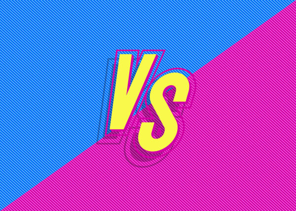Vector versus background with vs sign modern blue pink color