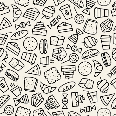 vektör el sweet ile çizilmiş seamless modeli