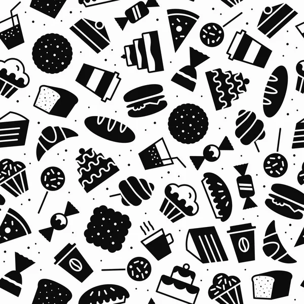 Seamless pattern with bakery icons flat style — Stock Vector