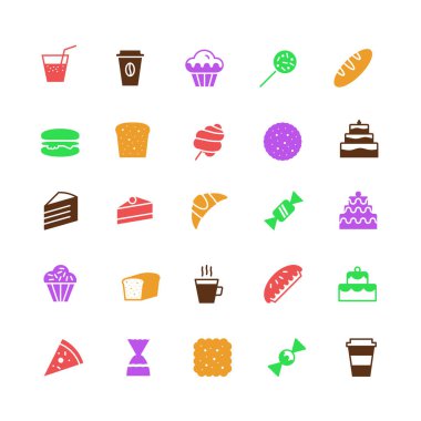 vektör ekmek simgeler kümesi basit düz renk stili