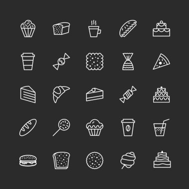 El çizmek ekmek çizgi stili simgeler kümesi