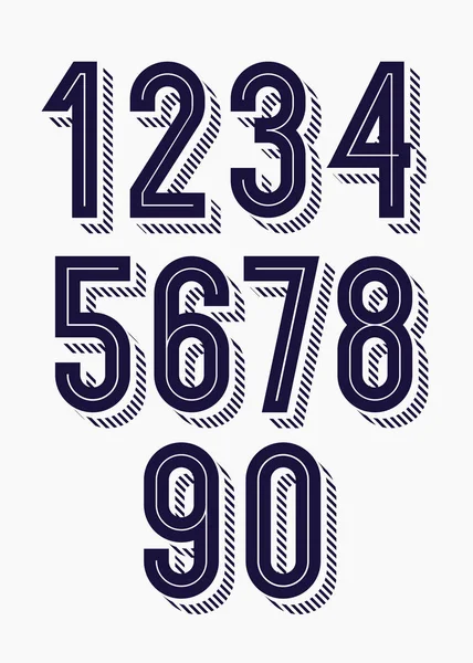 Set di numeri 3d grassetto tipografia alla moda — Vettoriale Stock