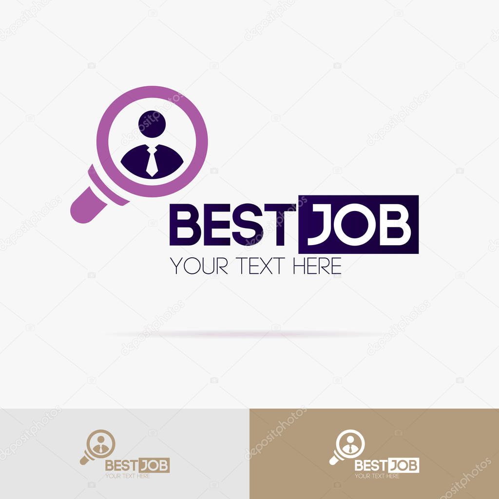Best job sign vector set isolated on background for hiring, headhunter website, recruitment, employment agency, hr, recruiting concept. Search man icon. Employee symbol. 10 eps