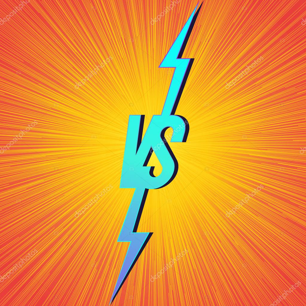 Versus banner with vs sign on bright background for announcement of two fighters, match game, battle, sport, competition, contest. Modern VS concept. Vector 10 eps