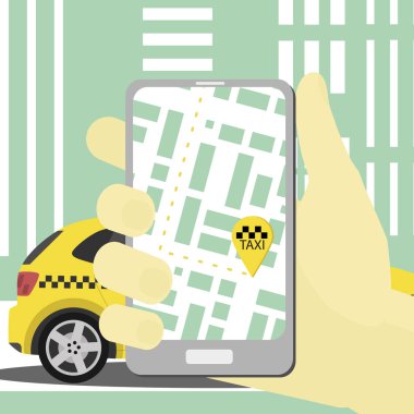 taksi hizmeti kavramı el ile akıllı telefon app