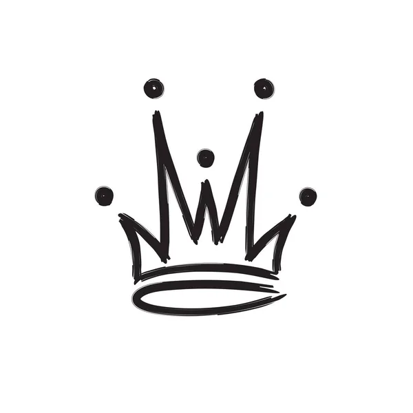 Crown ikonen hand dras stil — Stock vektor