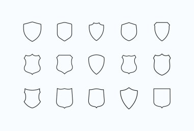 Kalkan vektör simgeler kümesi anahat stili