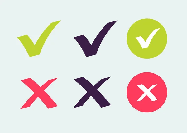 Checkmark OK and X vector icons set — Stock Vector