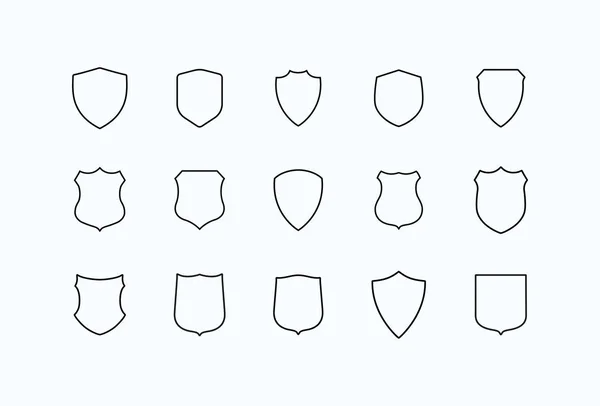 Icone vettoriali scudo impostare lo stile contorno — Vettoriale Stock