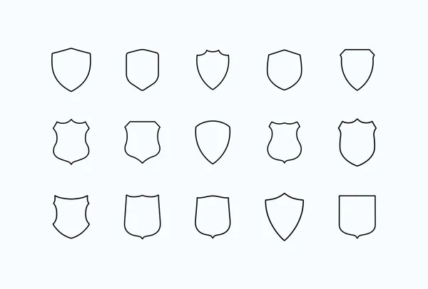 Pictogramele vectoriale de scut stabilesc stilul contur — Vector de stoc