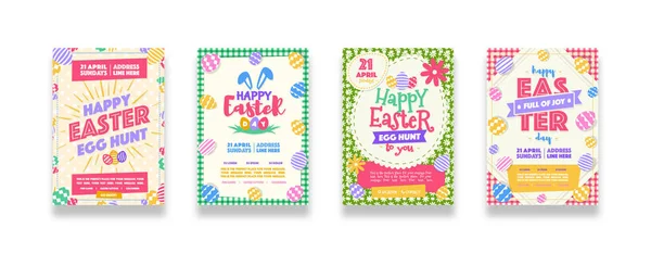 Vector happy easter party poster set — Stock Vector