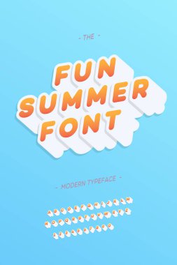 Yaz eğlenceli vektör yazı tipi 3d kalın stil