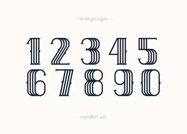 Set of vector numbers vintage style — Stock Vector