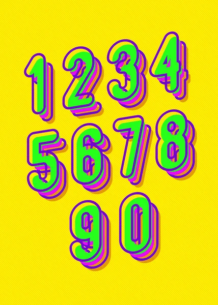 Set of vector numbers 3d bold color style — Stock Vector