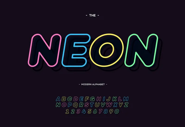 Vector Neon lettertype vet lijn schuine stijl — Stockvector