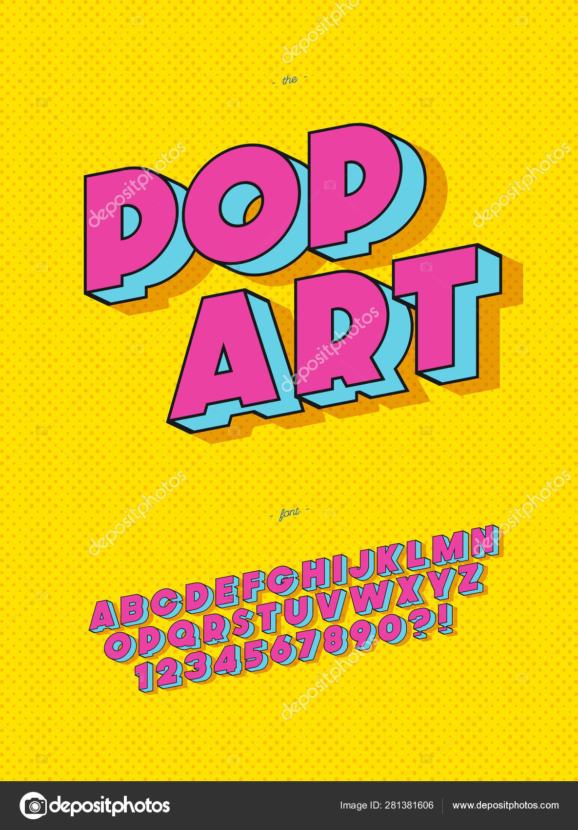 Vector pop art 3d bold style modern typography serif style for book, promotion, poster,