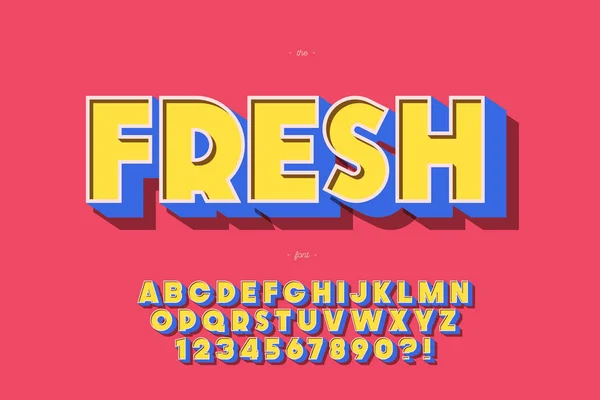 Fresh Font 3D fet typografi färgglad stil — Stock vektor