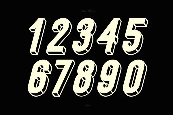 Number set 3d bold style modern typography — Stock Vector