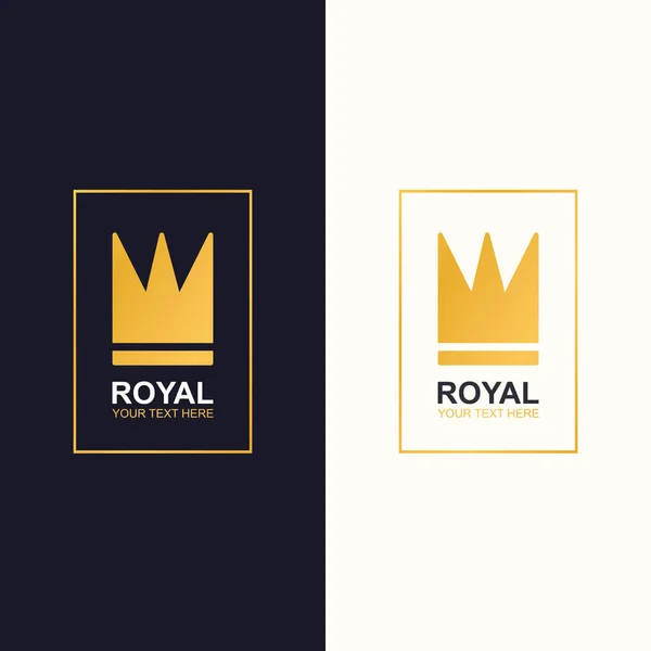 Royal Crown vector logotype gouden stijl geïsoleerd op achtergrond voor schoonheid en mode ontwerp, premie pictogram, prinses diadeem symbool, pop art element, luxe winkelen teken. 10 EPS — Stockvector
