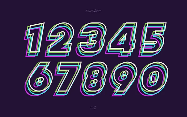 Vektorové číslo nastavení neonové čáry stylu — Stockový vektor
