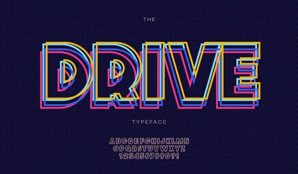 Vektör sürücü font neon satır stili