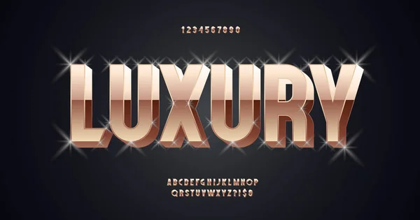 Luxe vector lettertype 3D vet goud stijl — Stockvector