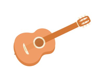 Poster için akustik gitar çizgi film stili