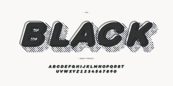 Vektor schwarze Schrift 3d fetter Stil moderne Typografie — Stockvektor