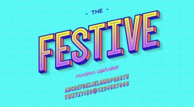 Yaz partisi posteri için 3D şenlikli yazı tipi.