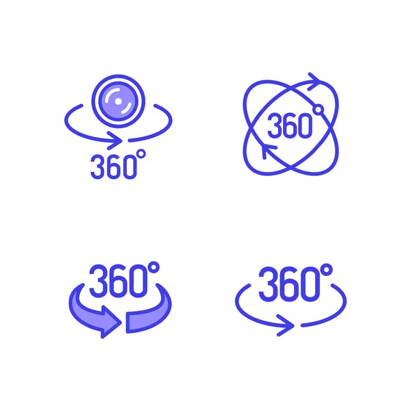 Conjunto de iconos de vista vectorial 360 grados — Vector de stock