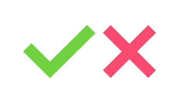 Vektör yeşil Tamam ve kırmızı X düğmesi ayarlandı