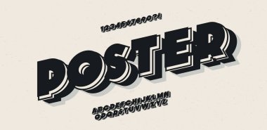 Vektör poster yazıtipi 3d kalın biçimi