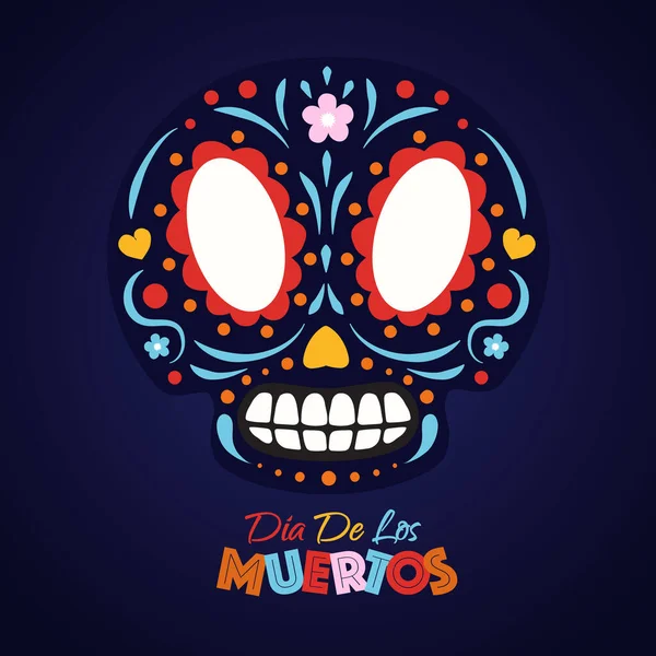 Tarjeta de felicitación de día de la calavera de azúcar muerta — Vector de stock