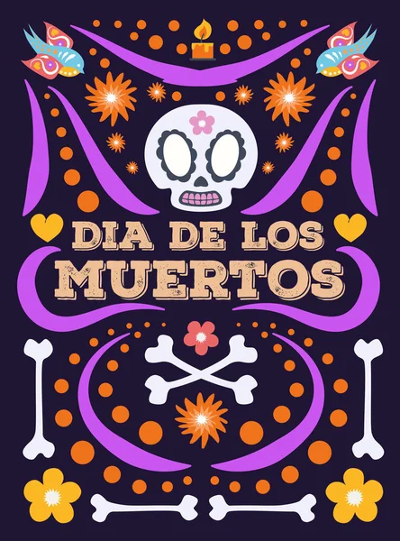 Dia de Los Muertos festa cartaz engraçado —  Vetores de Stock