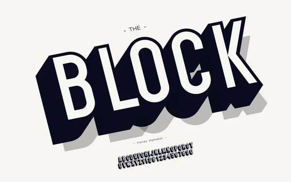 Vector bloco fonte 3d estilo negrito — Vetor de Stock
