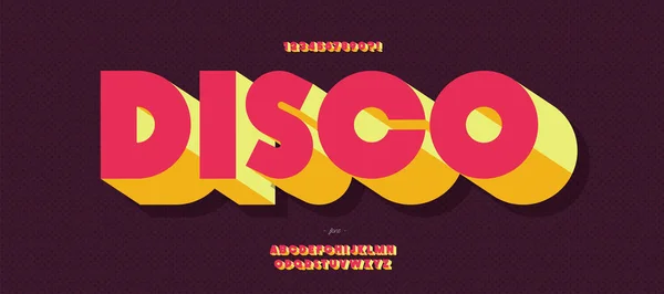 Vector disco lettertype 3d bold style trendy typografie — Stockvector