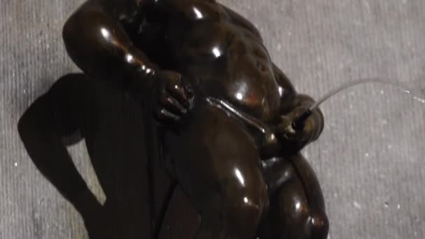 Manneken pis, lille mand tis, vartegn for Bruxelles, belgium – Stock-video