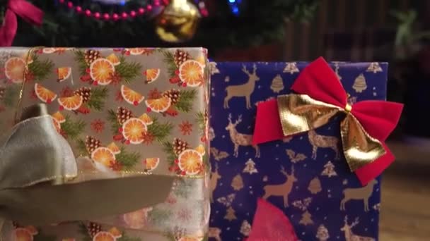 Feliz Natal Árvore Brinquedos Gerlanda Presentes — Vídeo de Stock