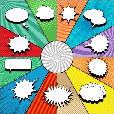 Koleksiyon komik beyaz konuşma kabarcıklar