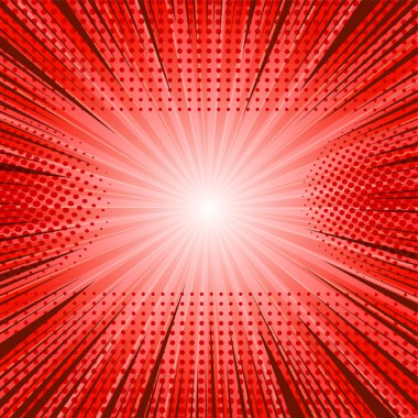 Komik patlayıcı parlak kırmızı arka plan